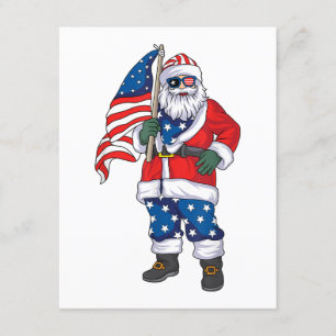 Carte D'accompagnement Père Noël patriotique Noël américain 4 juillet San