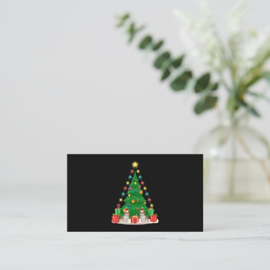 Carte D'accompagnement Père Noël Shih Tzu Chien sapin de Noël Funny Noël  (Debout devant)