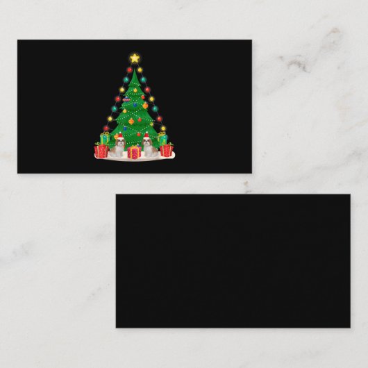 Carte D'accompagnement Père Noël Shih Tzu Chien sapin de Noël Funny Noël  (Devant / Derrière)