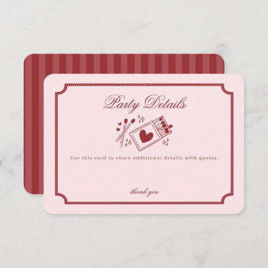 Carte D'accompagnement Perfect Match Made in Heaven Pink Party Details (Devant / Derrière)