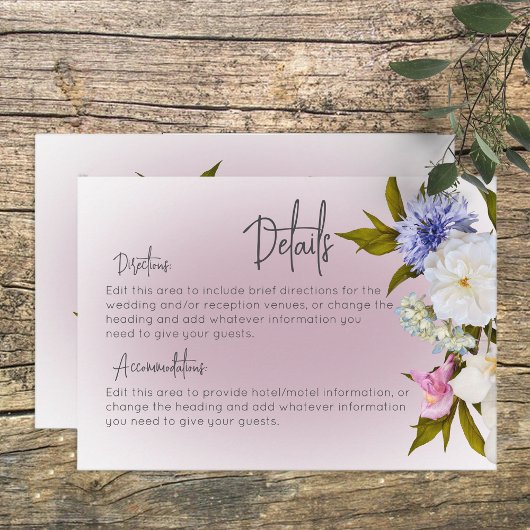 Carte D'accompagnement Peri Blanc Mauve Floral Détails Moderne
