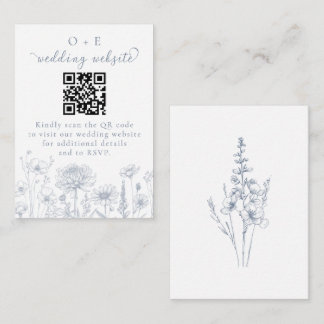 Carte D'accompagnement Periwinkle Botanical Wedding Website QR Code 