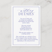 Carte D'accompagnement Périwinkle Leafy Crest Monogram Détails du Mariage (Dos)