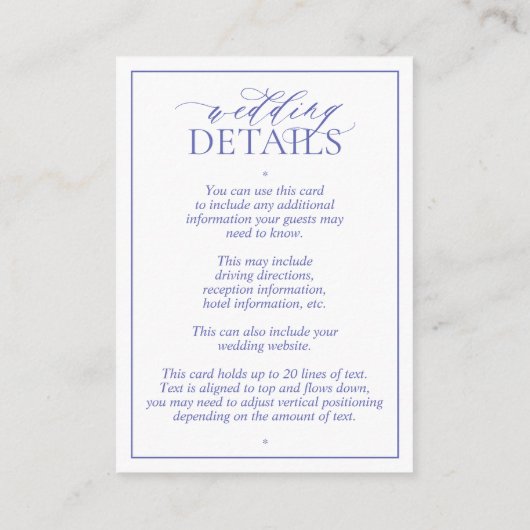 Carte D'accompagnement Périwinkle Leafy Crest Monogram Détails du Mariage (Dos)