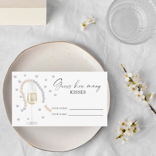 Carte D'accompagnement Perles & Prosecco - devinez combien de baisers