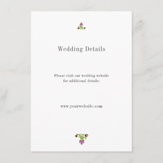 Carte D'accompagnement Personalized Folk Floral Wedding Details (Devant)