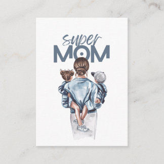 Carte D'accompagnement Personalized Super Mom with Son and Daughter Gift