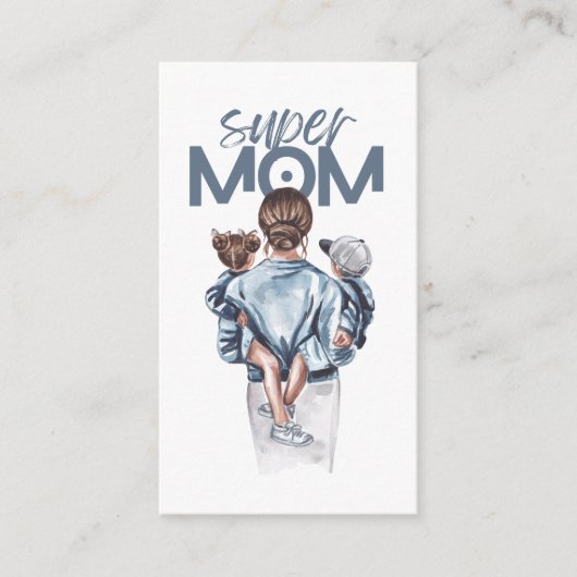 Carte D'accompagnement Personalized Super Mom with Son and Daughter Gift (Devant)