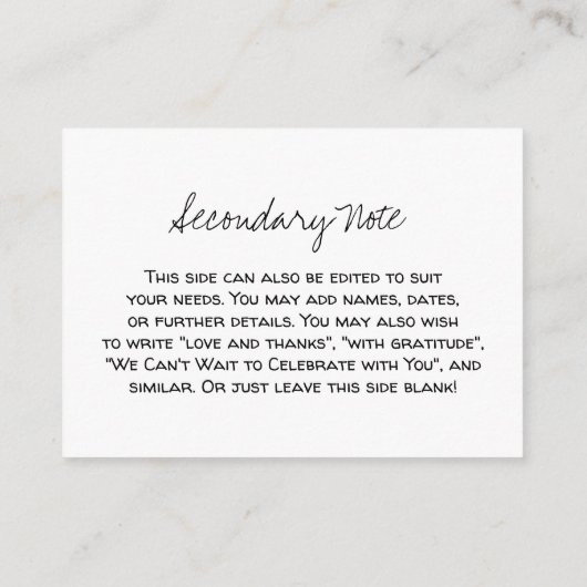 Carte D'accompagnement Personnalisé, Décontracté do-it-yourself noir et b (Dos)