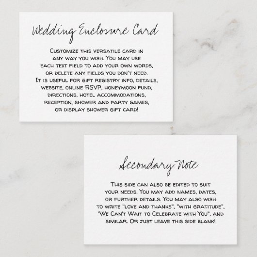 Carte D'accompagnement Personnalisé, Décontracté do-it-yourself noir et b (Devant / Derrière)