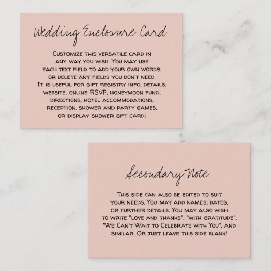 Carte D'accompagnement Personnalisé, Décontracté do-it-yourself Versatile (Devant / Derrière)