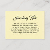 Carte D'accompagnement Personnalisé, simple do-it-yourself jaune pâle Mar (Dos)