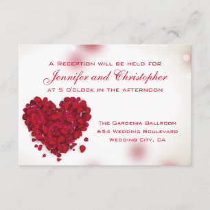 Carte D'accompagnement Pétales de Rose Rouge Amour Cœur Réception de Mari