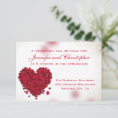 Carte D'accompagnement Pétales de Rose Rouge Amour Cœur Réception de Mari (Debout devant)