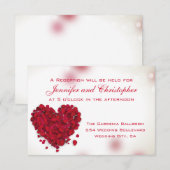 Carte D'accompagnement Pétales de Rose Rouge Cœur d'Amour Réception de Ma (Devant / Derrière)