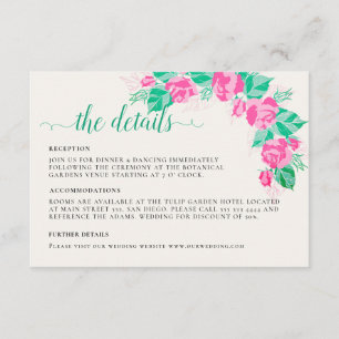 Carte D'accompagnement Pétales de rose vert rose Fleurs Jardin Mariage
