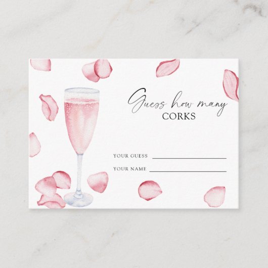 Carte D'accompagnement Pétales et Prosecco - devinez combien de bouchons (Devant)