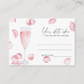 Carte D'accompagnement Pétales et Prosecco - Idées de soirée en amoureux  (Devant)