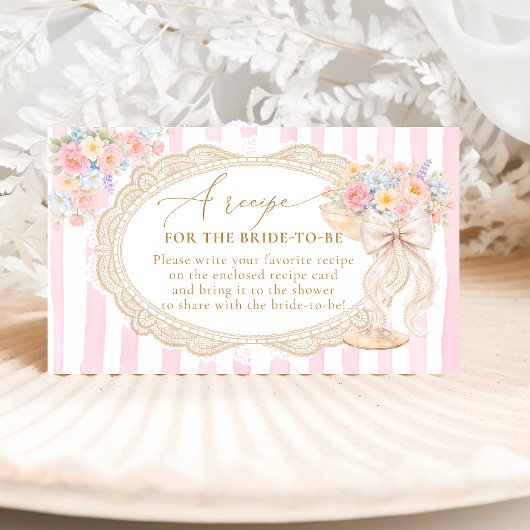 Carte D'accompagnement Petals Prosecco Bridal Shower Recipe Request