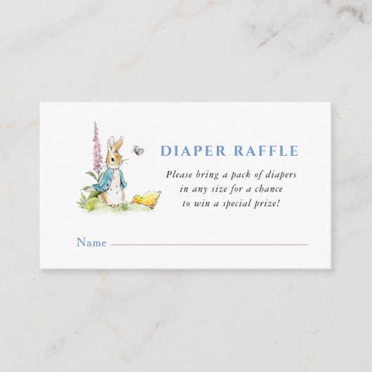 Carte D'accompagnement Peter Rabbit Baby shower Déchets Raffle (Devant)