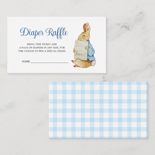 Carte D'accompagnement Peter Rabbit Baby shower Déchets Raffle (Devant / Derrière)