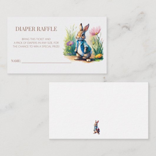 Carte D'accompagnement Peter Rabbit Baby shower Déchets Raffle (Devant / Derrière)