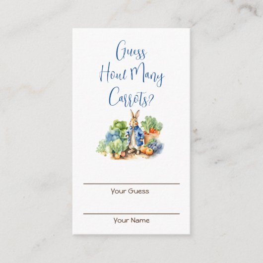 Carte D'accompagnement Peter Rabbit devine combien de carottes (Devant)