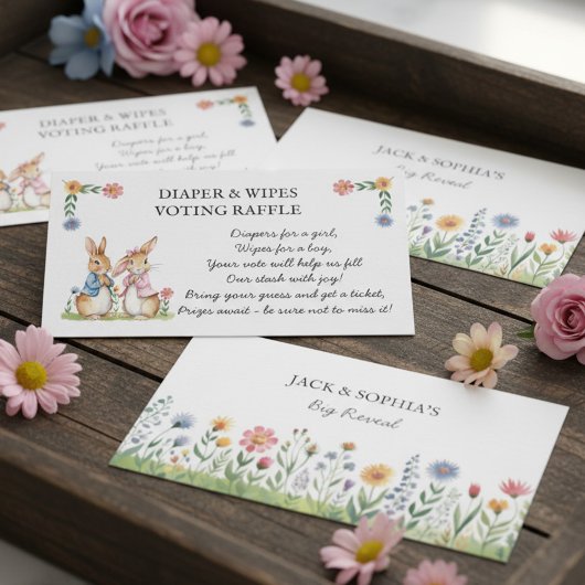 Carte D'accompagnement Peter Rabbit Diaper and Wipes Raffle Guessing Game