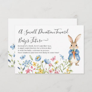Carte D'accompagnement Peter Rabbit Floral un petit Baby shower de don
