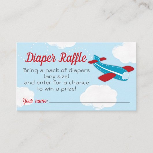Carte D'accompagnement Petit avion Aviator Baby shower Déchets Raffle (Devant)