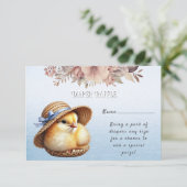 Carte D'accompagnement Petit Baby shower de ruban bleu chic (Debout devant)