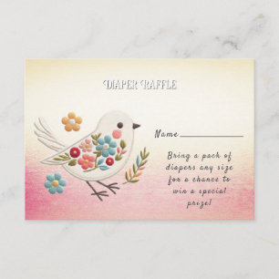 Carte D'accompagnement Petit Baby shower Floral d'oiseaux blancs