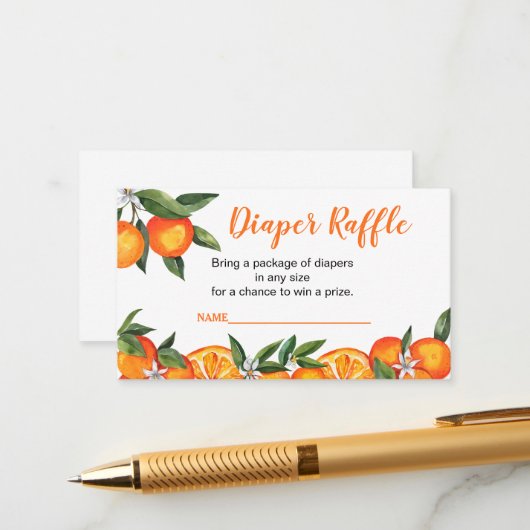 Carte D'accompagnement Petit Baby shower orange Cutie Raffin de couche (Devant/Arrière en situation)