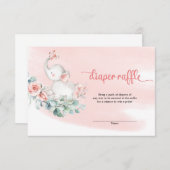 Carte D'accompagnement Petit bébé éléphant doux eucalyptus tombole de cou (Devant / Derrière)