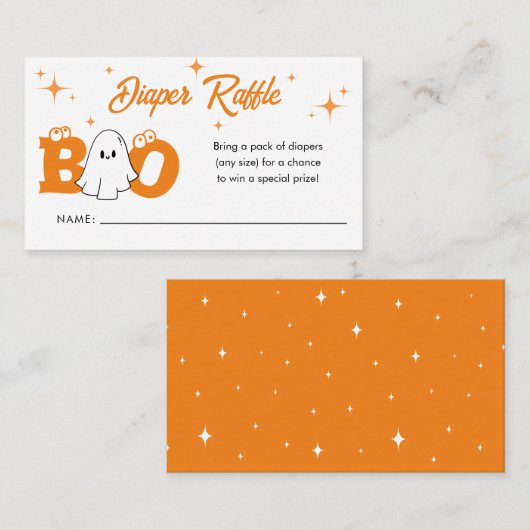 Carte D'accompagnement Petit Boo Halloween Baby shower Déchets Raffle (Devant / Derrière)