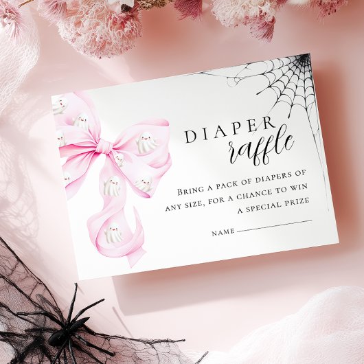 Carte D'accompagnement Petit Boo PINK Bow Baby shower Déchets Raffin