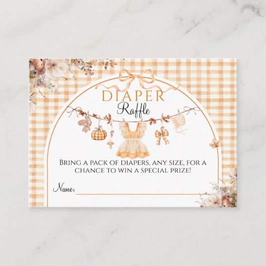 Carte D'accompagnement Petit Citrouille Floral Bow Baby shower d'automne (Devant)