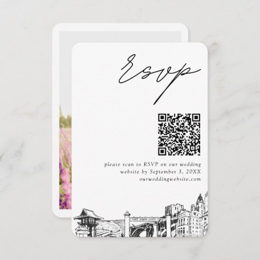 Carte D'accompagnement Petit code QR de réponse de mariage à Fort Worth (Devant / Derrière)