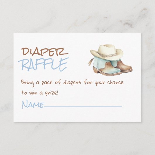 Carte D'accompagnement Petit Cowboy Blue Brown Boots West Diaper Raffle (Devant)