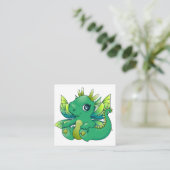 Carte D'accompagnement Petit dragon vert mignon aux ailes jaunes (Debout devant)
