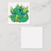 Carte D'accompagnement Petit dragon vert mignon aux ailes jaunes (Devant / Derrière)