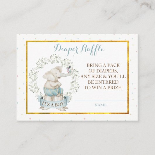 Carte D'accompagnement Petit Eléphant Baby shower Déchets Raffle (Devant)