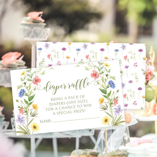 Carte D'accompagnement Petit fleur sauvage bébé fille douche tombole de c