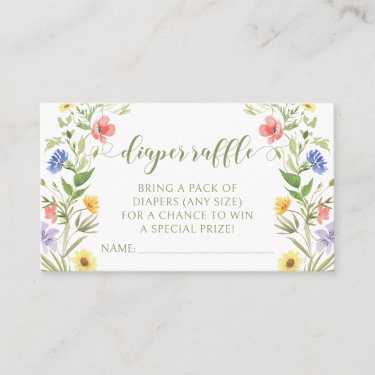 Carte D'accompagnement Petit fleur sauvage bébé fille douche tombole de c (Devant)