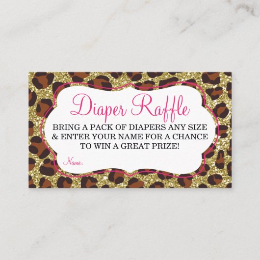 Carte D'accompagnement Petit Lady Diaper Raffle Ticket, Cheetah, Rose (Devant)