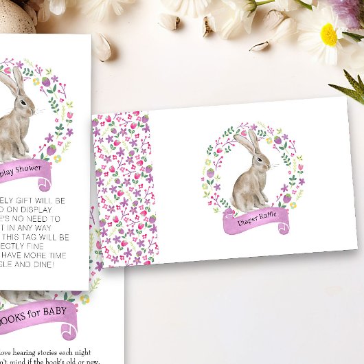 Carte D'accompagnement Petit Lapin Baby shower Déchets Raffin Floral