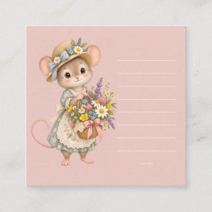 Carte D'accompagnement Petit Panier de Fleurs Sauvages de Souris