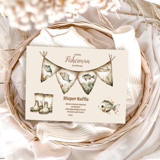 Carte D'accompagnement Petit Pêcheur Pêche Baby Showe Diapper Raffle