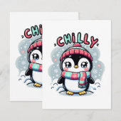 Carte D'accompagnement Petit pingouin Snowy Scarf Hug (Devant / Derrière)