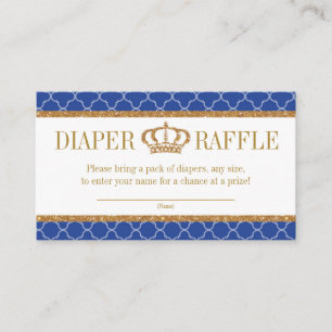 Carte D'accompagnement Petit Prince Royal Blue & Gold Diaper Raffle